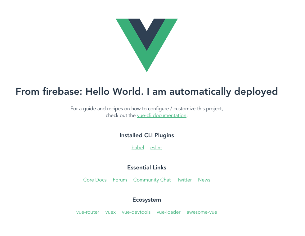 Result from automatic deployment in Firebase